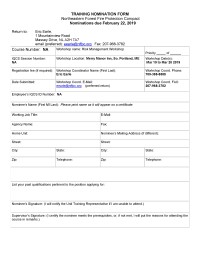 Risk Management Workshop Nomination Form 2019
