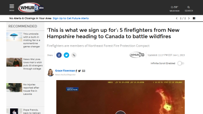 5 firefighters from New Hampshire heading to Canada to battle wildfires